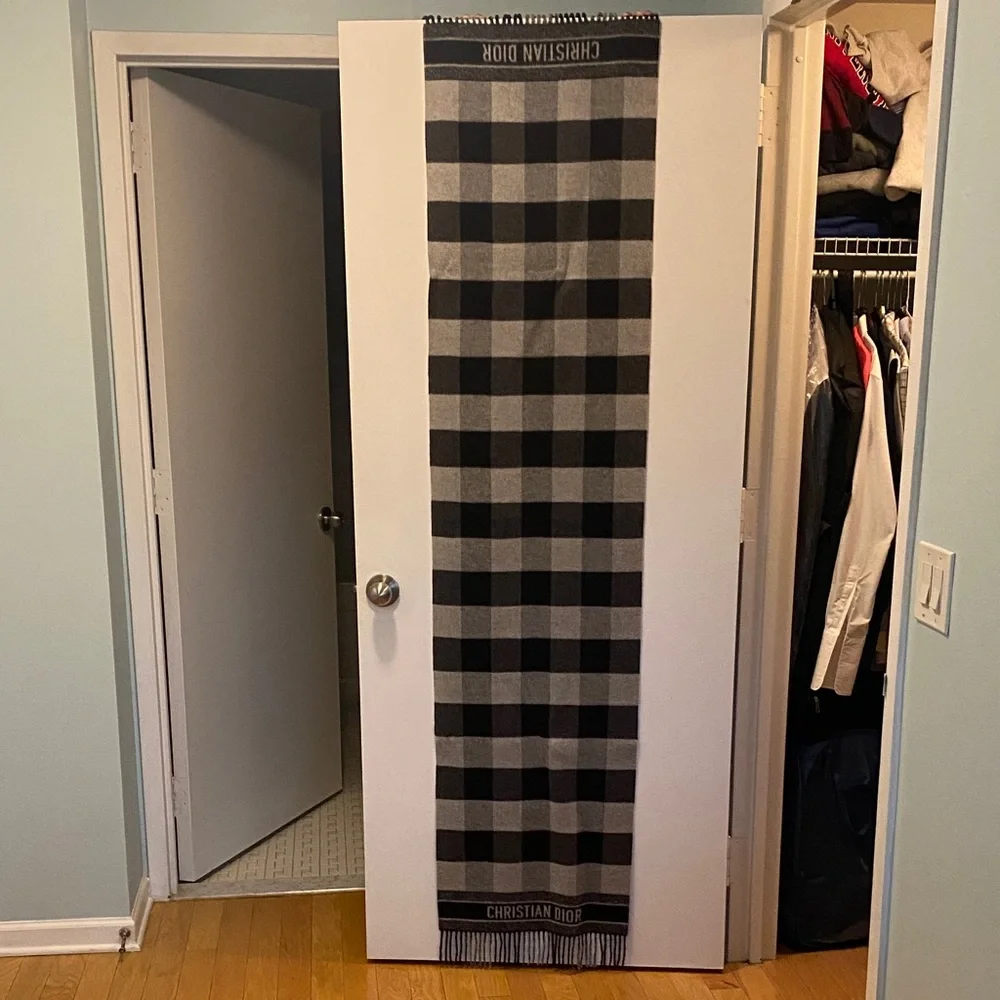 Dior Black and Gray Plaid Scarf